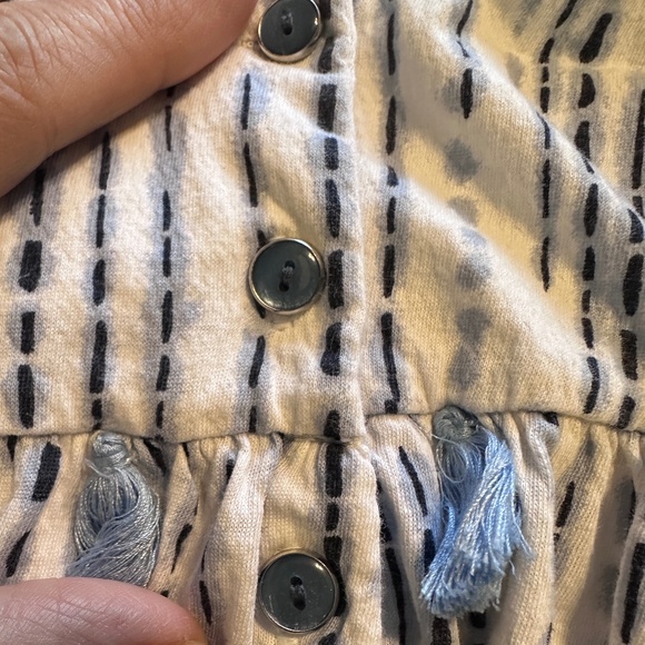 MAX STUDIO Girls 5 Like-New Sleeveless, White with Navy & Medium Blue Dress - Picture 5 of 6